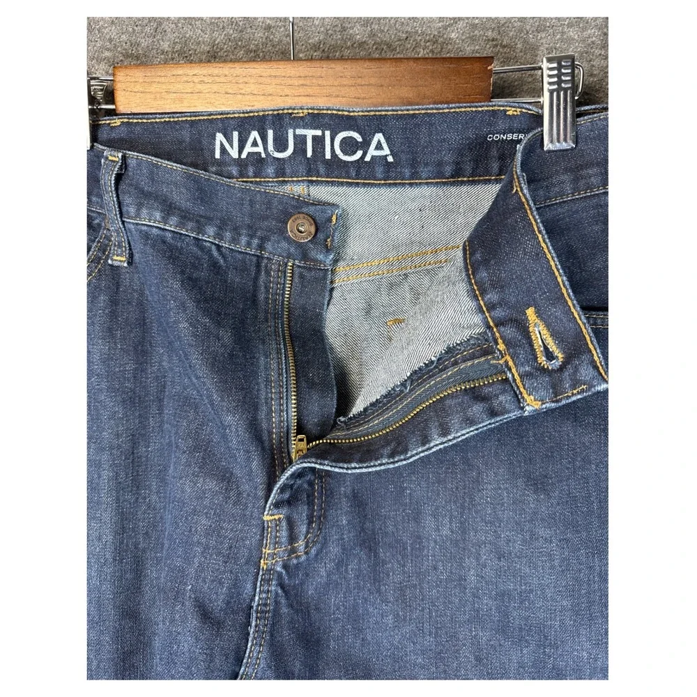Nautica Straight Fit Dark‎ Wash Denim Jeans Pants Mens Size 40 x 32 Academia EUC